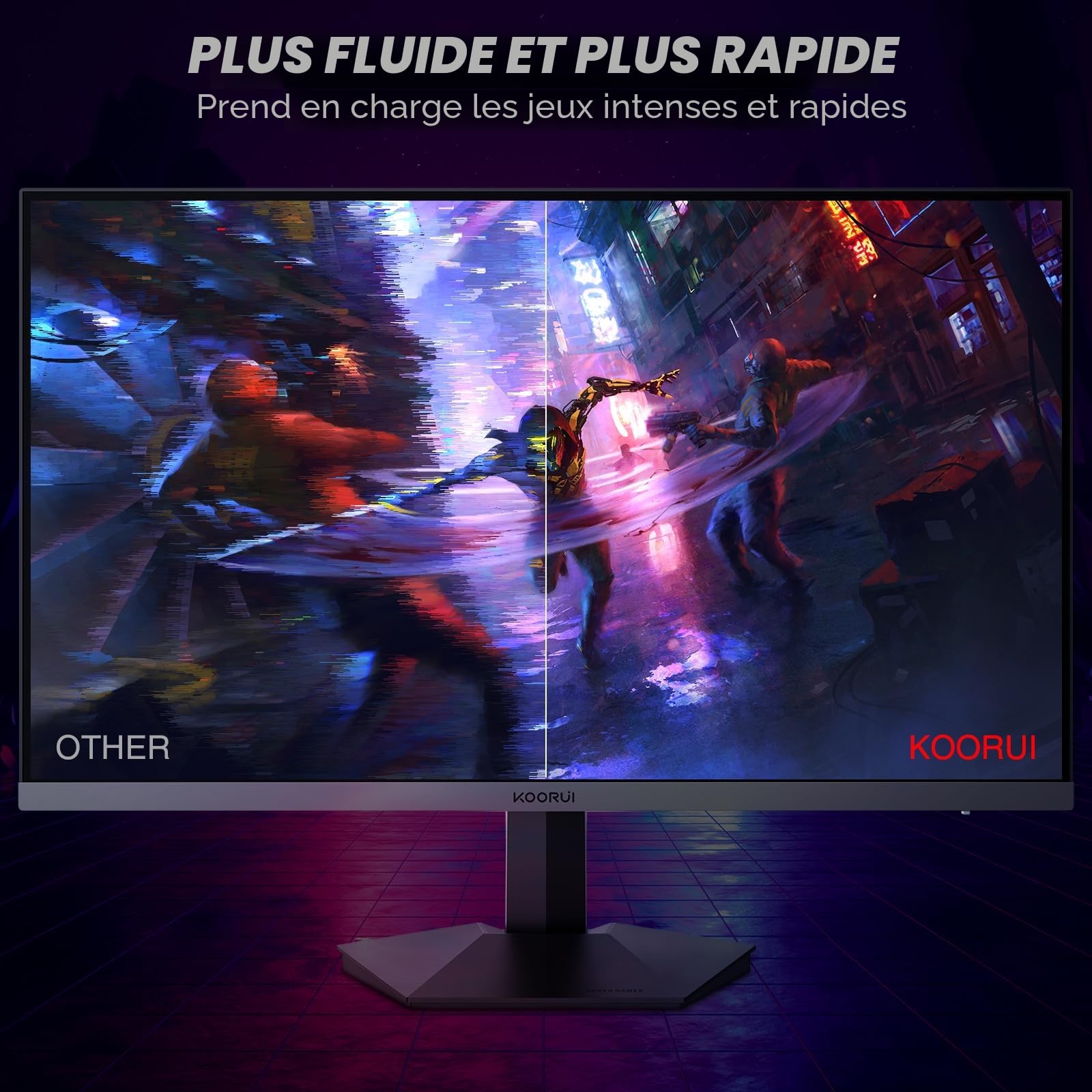 KOORUI Ecran Pc Gamer 27 Pouces, Moniteur PC 240Hz, FHD, 1ms, Adaptive Sync (1920 x 1080p, DCI-P3 90%, SRGB 100%, HDMI, DisplayPort, VESA 75x75)