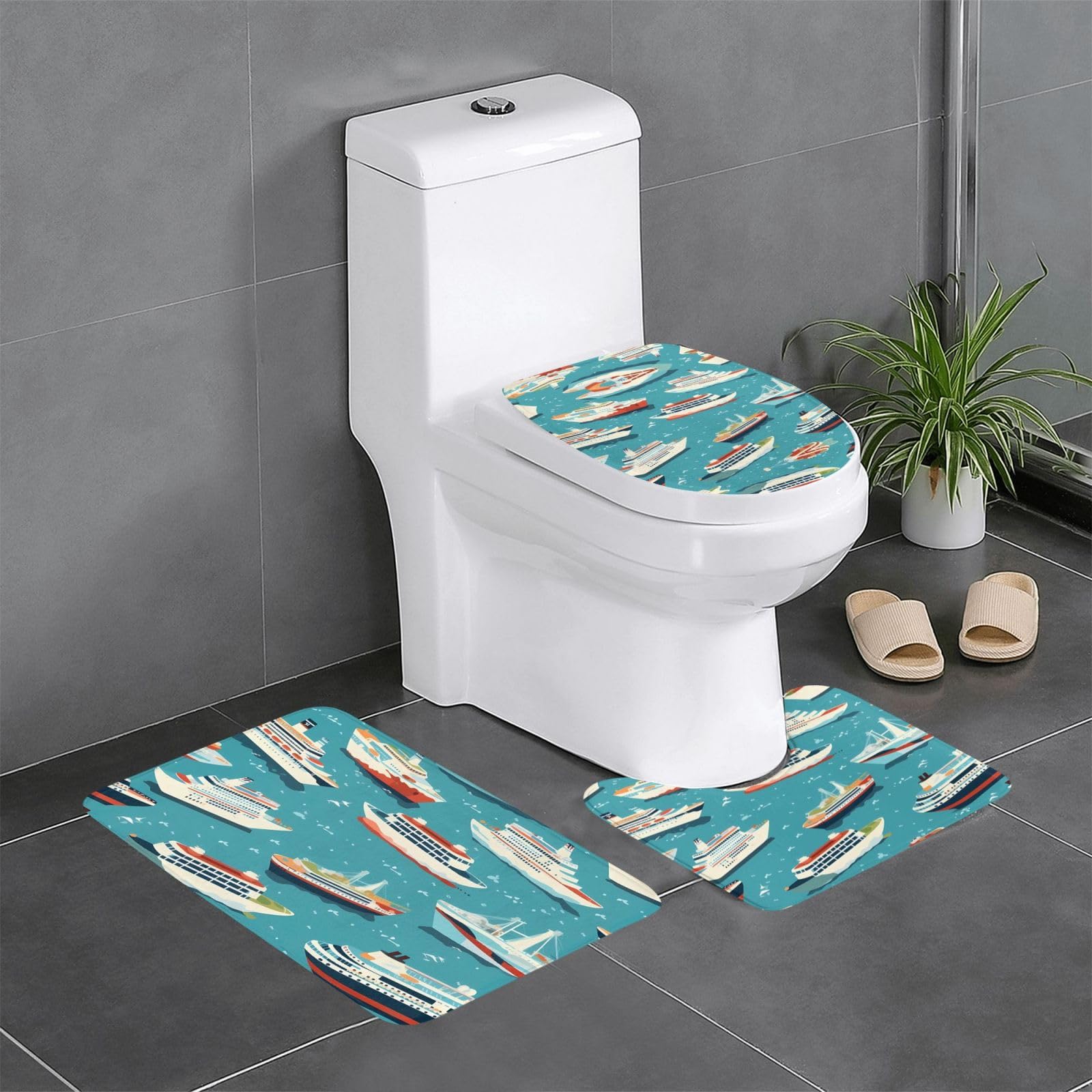Tapis de salle de bain antidérapants fini les glissades motif marin