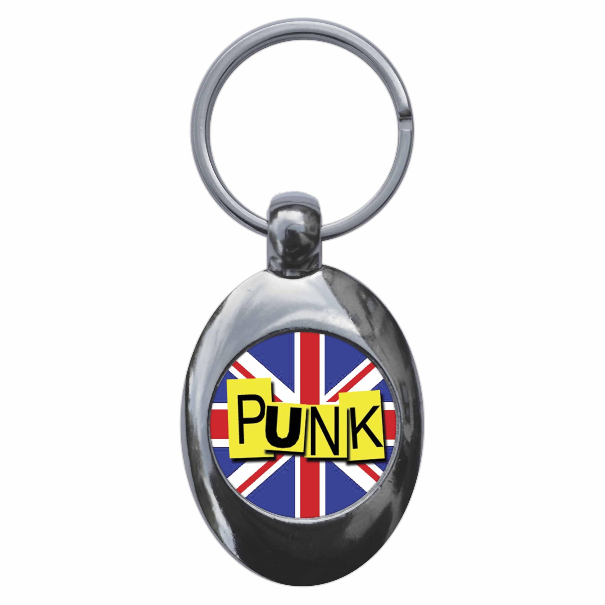 Ozorath Punk Union Jack Keyring Keychain Key Ring Chain With Trolley Coin