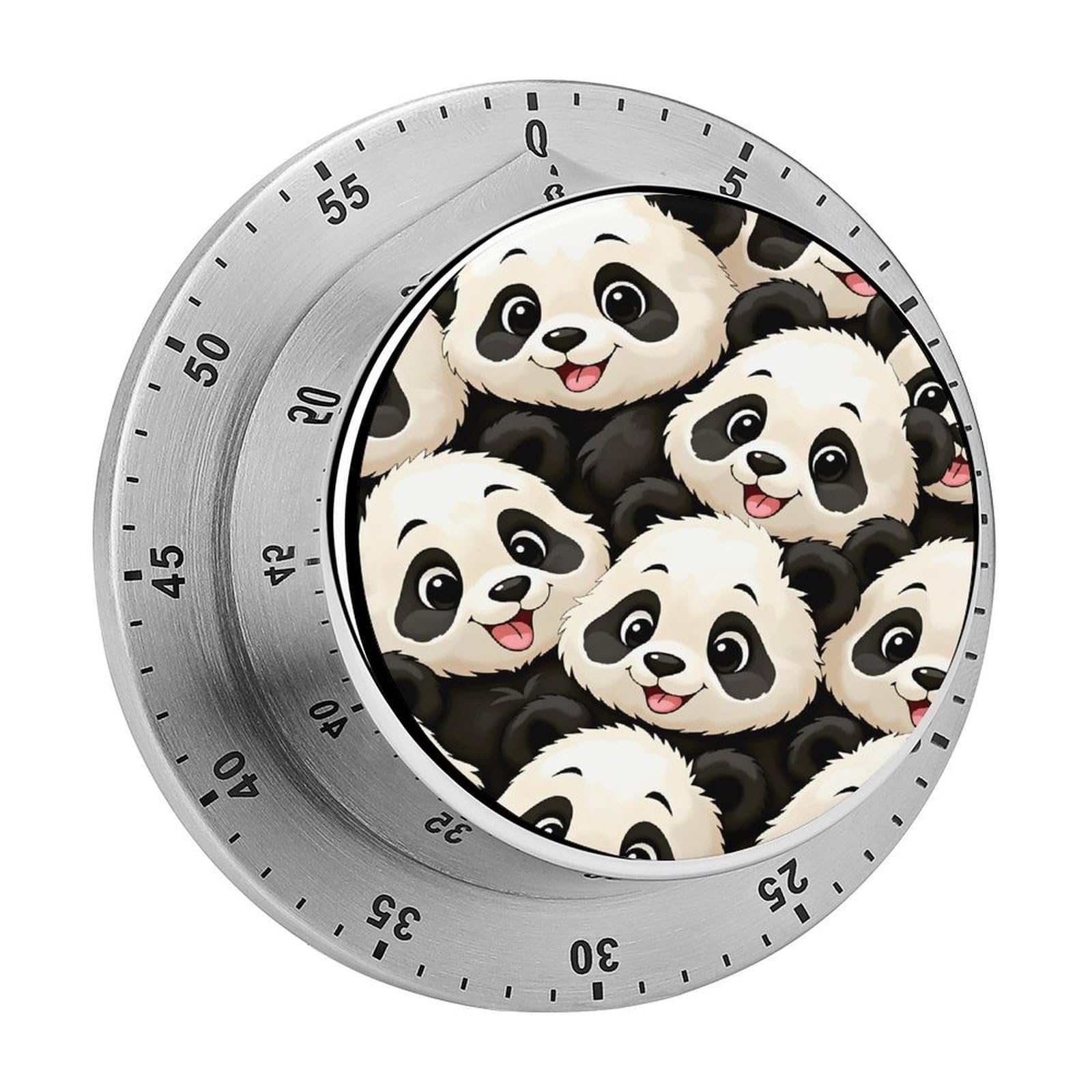Cute Panda Faces 60 Minute Wind Up Timer,Visual Mechanical Magnetic Timer with Loud Alarm for Kitchen