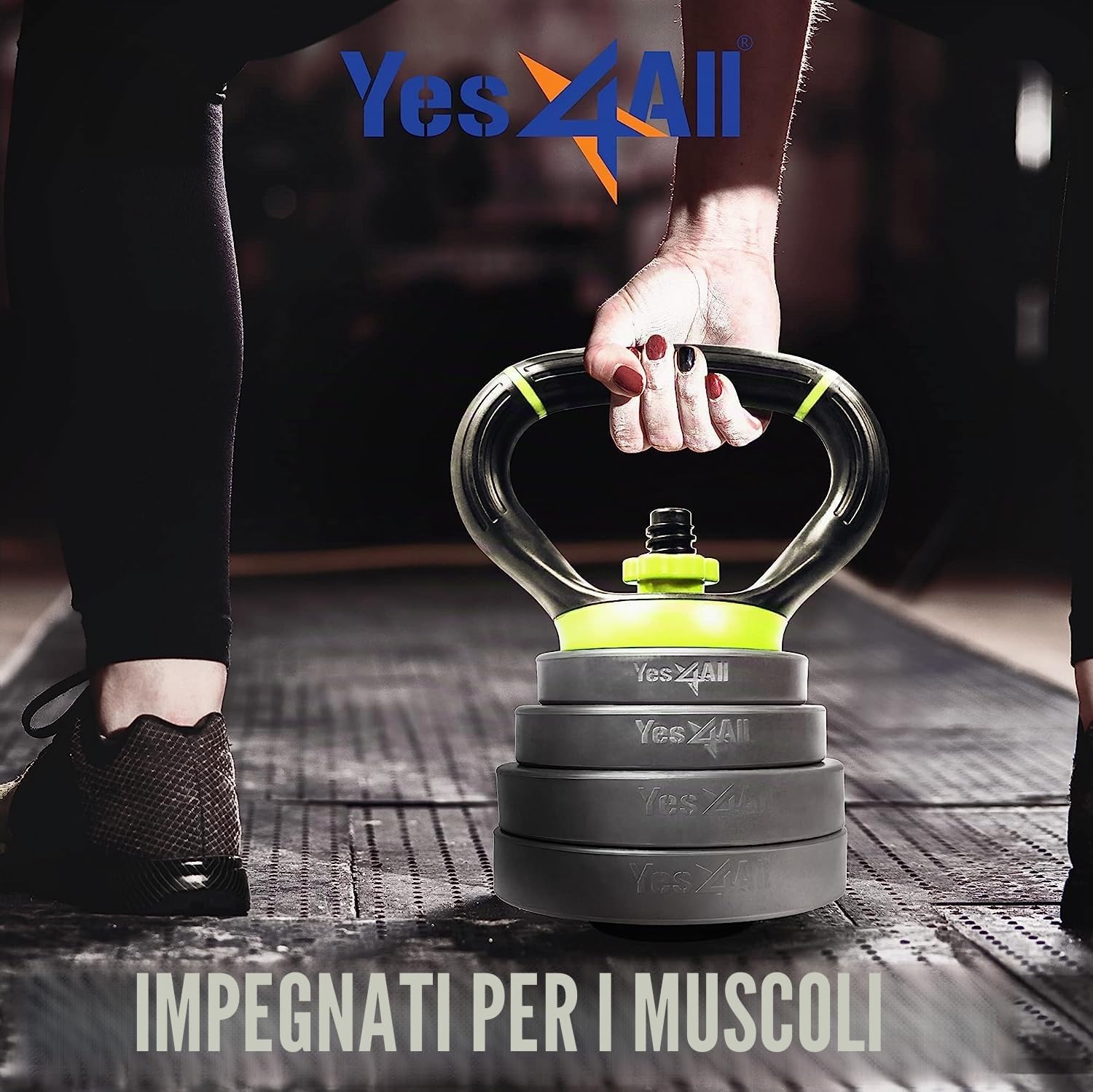 Yes4All Impugnatura regolabile per Kettlebell, convertitore di piastre di peso