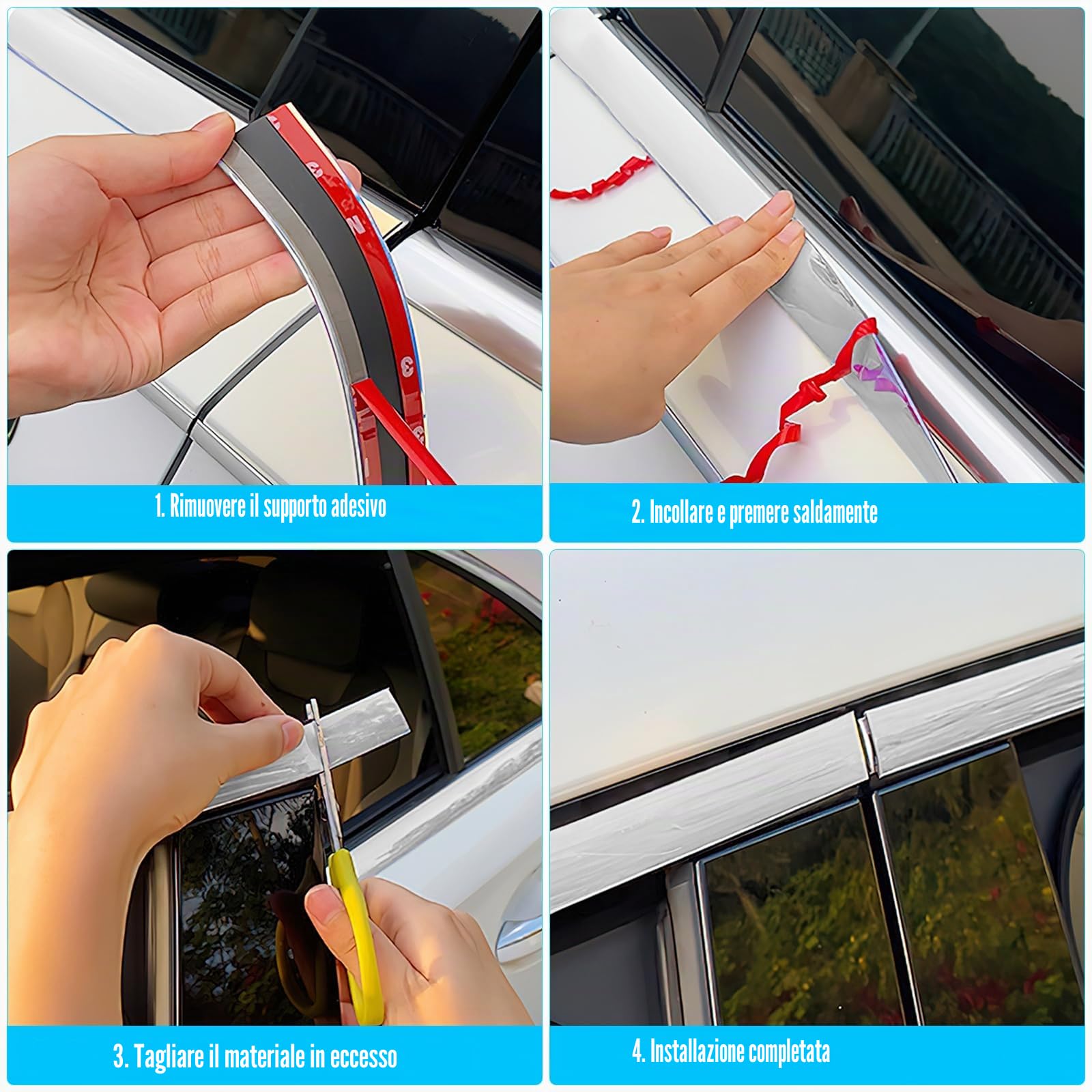 TNSLAND Bordi Adesivi per Pareti, 5M X 30MM Modanature Cromate Autoadesive, Striscia Adesiva Muro Decorativa, Bordi Adesivi per Pareti Modanature Decorative Murali per Pareti Porte Mobili Auto