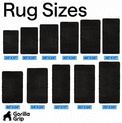Miniatura 9 de GORILLA GRIP Alfombra de baño 30x20, felpilla gruesa y suave absorbente, microfibra de secado rápido, alfombras para piso de ducha con respaldo