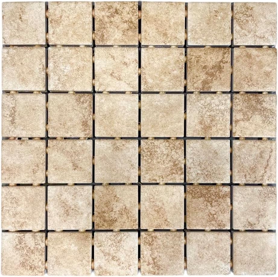 2x2 Stone Look Ceramic Tile Chateau Cape Coast Mosaic Wall Floor (10)