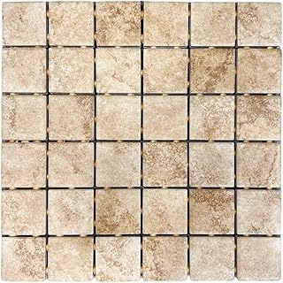Chateau Cape Coast 2x2 Stone Look Ceramic Mosaic Tile Wall Floor, Dot Mounted on 12x12 Sheet, 1 sq ft