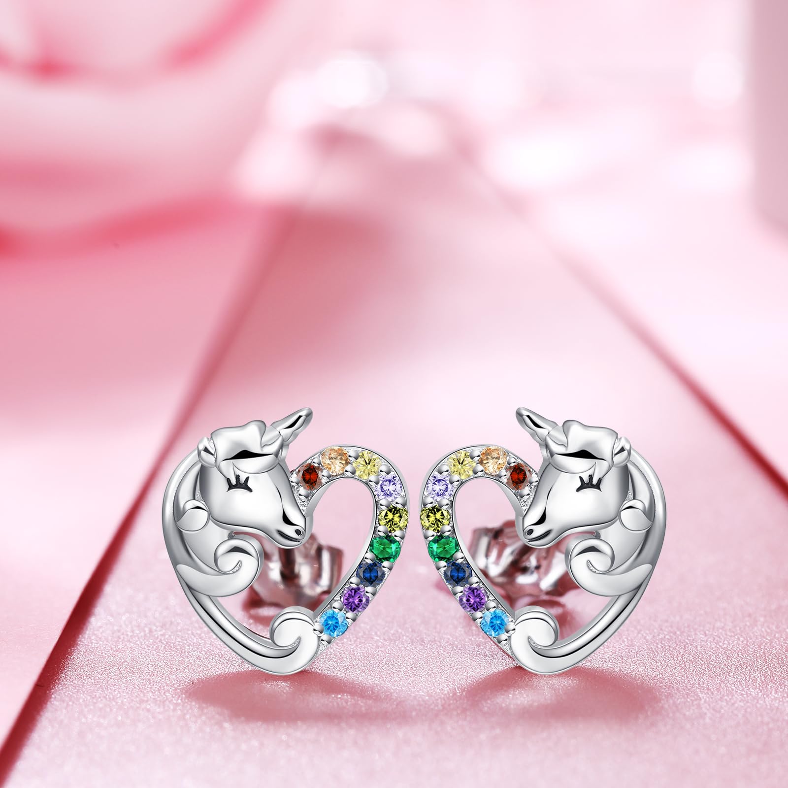 Qings Orecchini Bambina Argento 925 Orecchini Anallergici, Animali Gioielli Unicorno Pesce Orecchini Donna Argento Sterling 925 Regalo di Compleanno per Ragazze Figlia