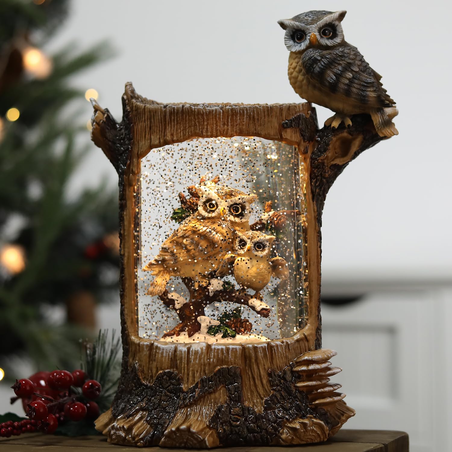 オカベマキコ クリスマスツリー ガラス フクロウモチーフ付き Amazon 