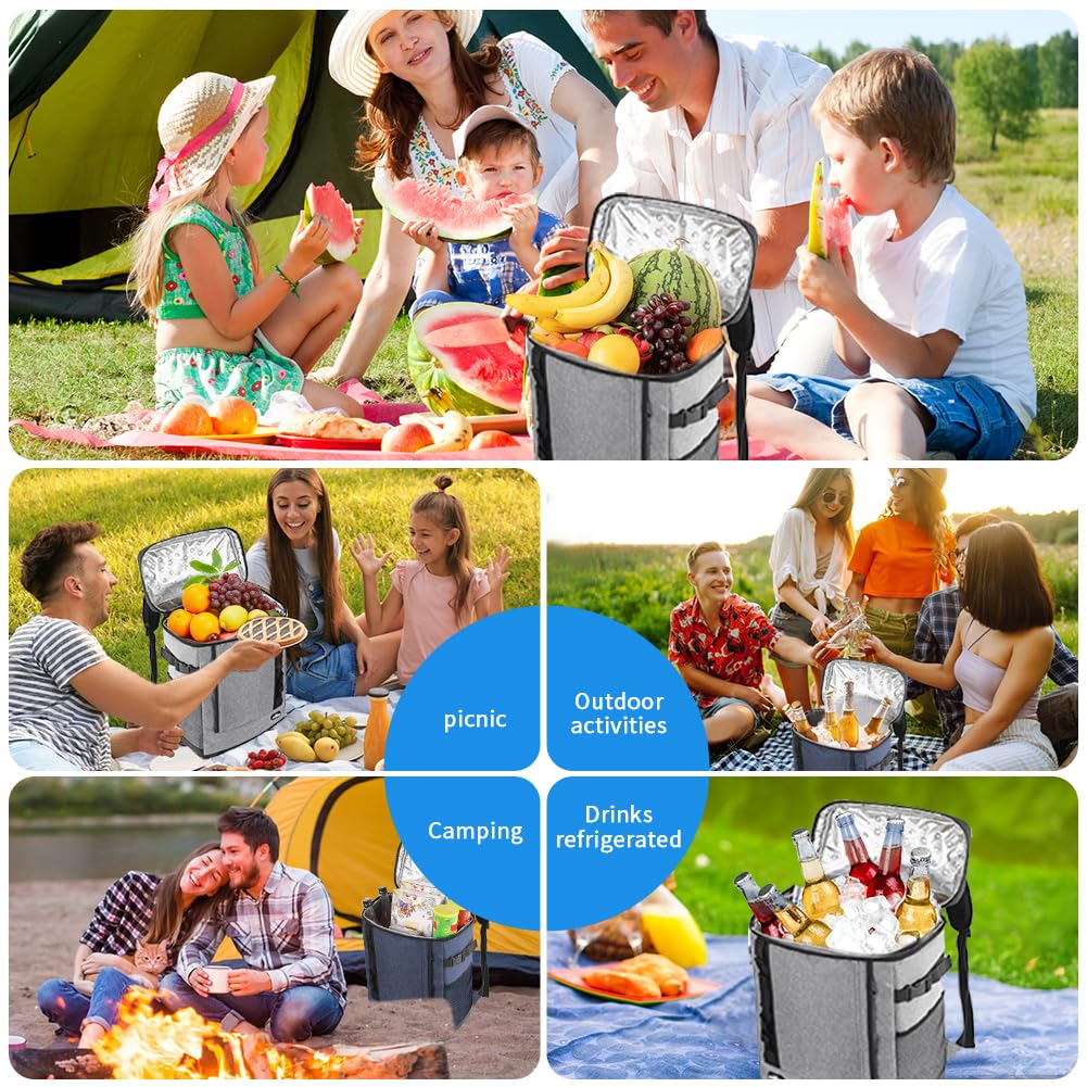Zaino Termico Frigo 20L, Borsa Termica Porta Pranzo, Borsa Frigo,per Alimenti Mantenere Caldo o Freddo per Pic-nic,per Picnic Escursionismo Campeggio Barbecue Campeggio