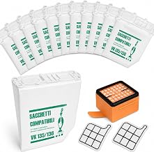 12 Bags for Kobold VK135 VK136 with Motor Grid Filters + 2 HEPA Filters Replacement Kit for Vorwerk