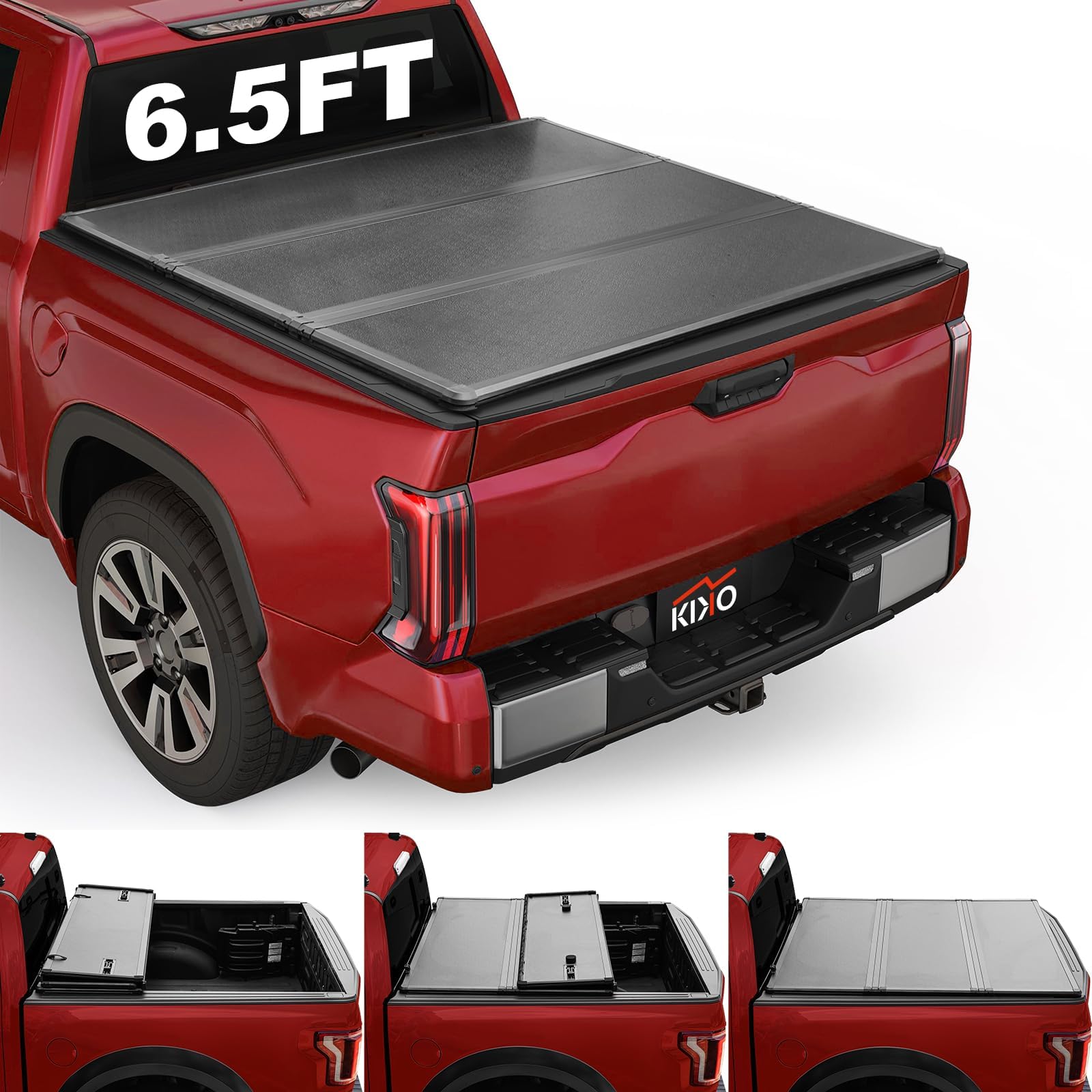 Kikito Professional FRP Hard Tri-Fold Truck Bed Tonneau Cover for 2022 2023 2024 2025 Toyota Tundra 6.5FT Bed (78.7") w/o Trail Edition (for Models with or Without The Deck Rail System)