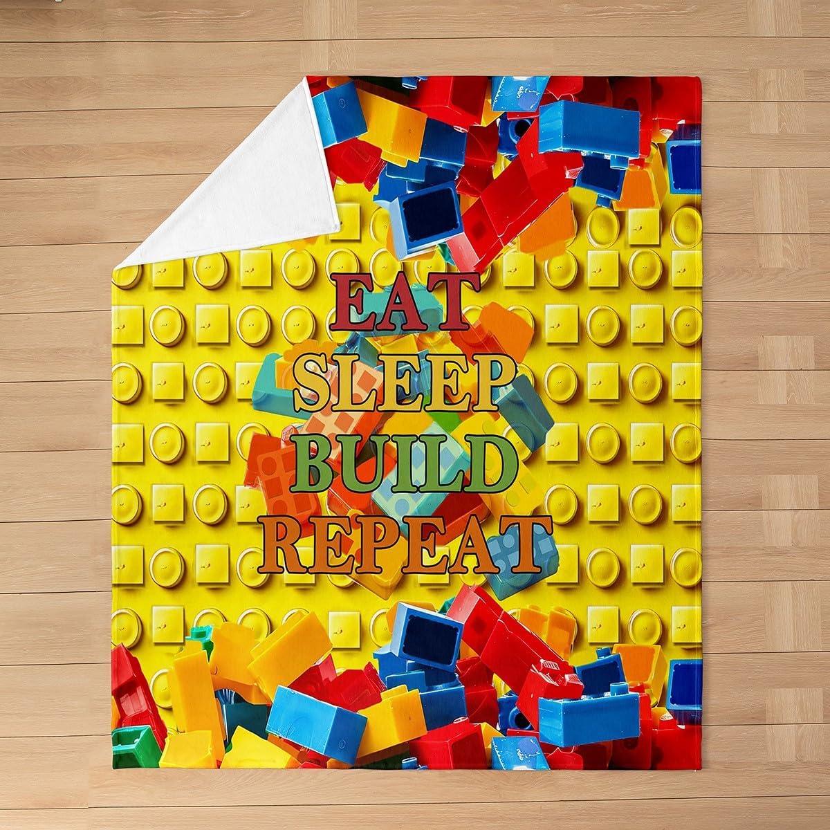 Building Blocks Fleece Blanket,Fashion Geometric Colorful 3D Print Bed Blanket for Adults Teens,Kids Toy Gaming Bricks Games Room Decor,Super Soft Flannel Blanket,40"x50" image 3