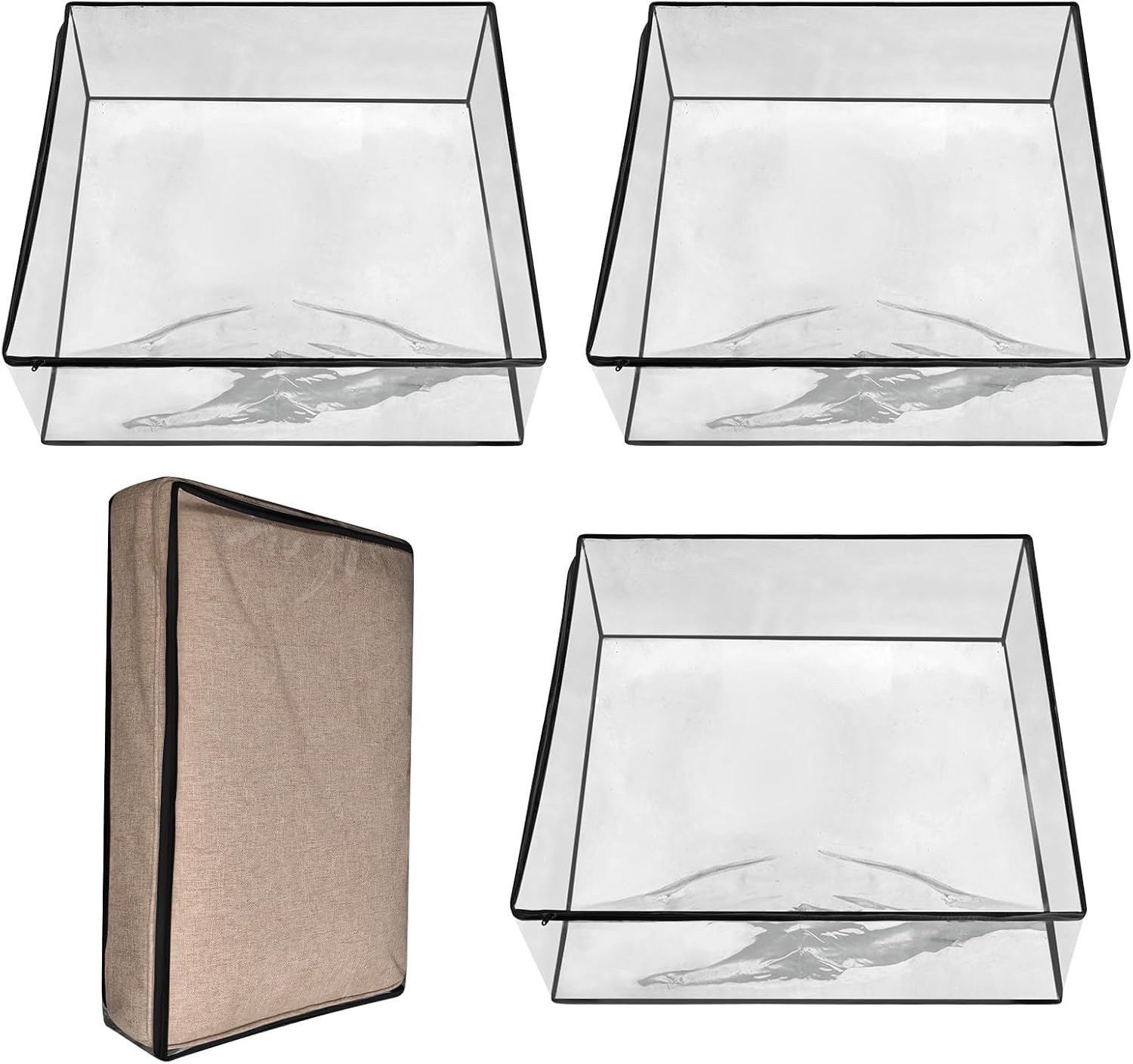 Geetery Plastic Sofa Seat Cushion Covers PVC Waterproof Couch Covers Furniture Sofa Seat Slipcover for Against Cat Dog Clawing Scratching, 28x28x9 Inch(Clear,5 Pcs)