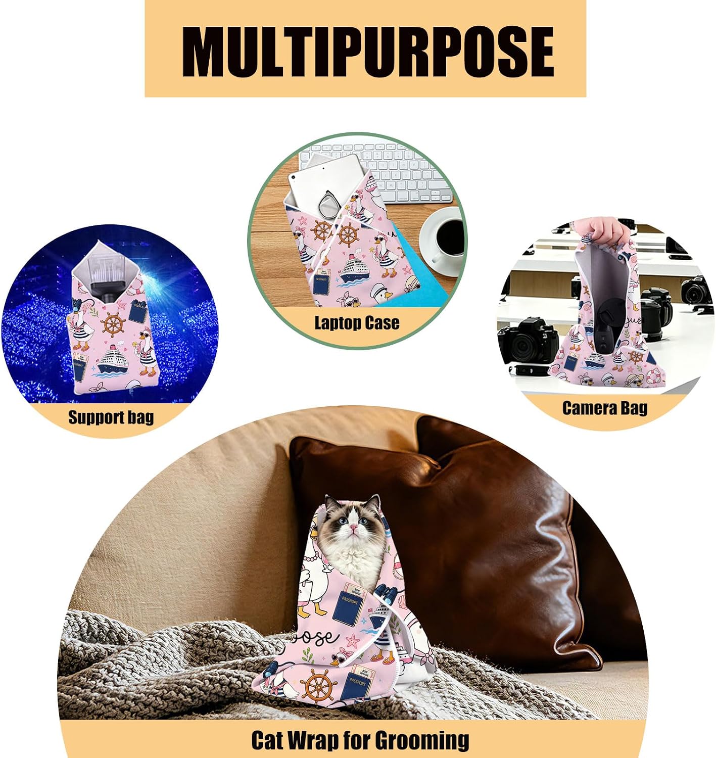WSNANG Cruise Goose Self Adhesive Cloth Makeup Bag Cruise Travel Gifts image 4