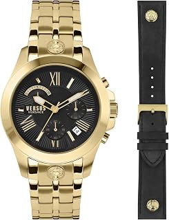 Mens Chrono Lion Chronograph Fashion Watch Box Set. Adjustable Bracelet Enamel Dial. Includes Interchangeable Genuine Leather Strap