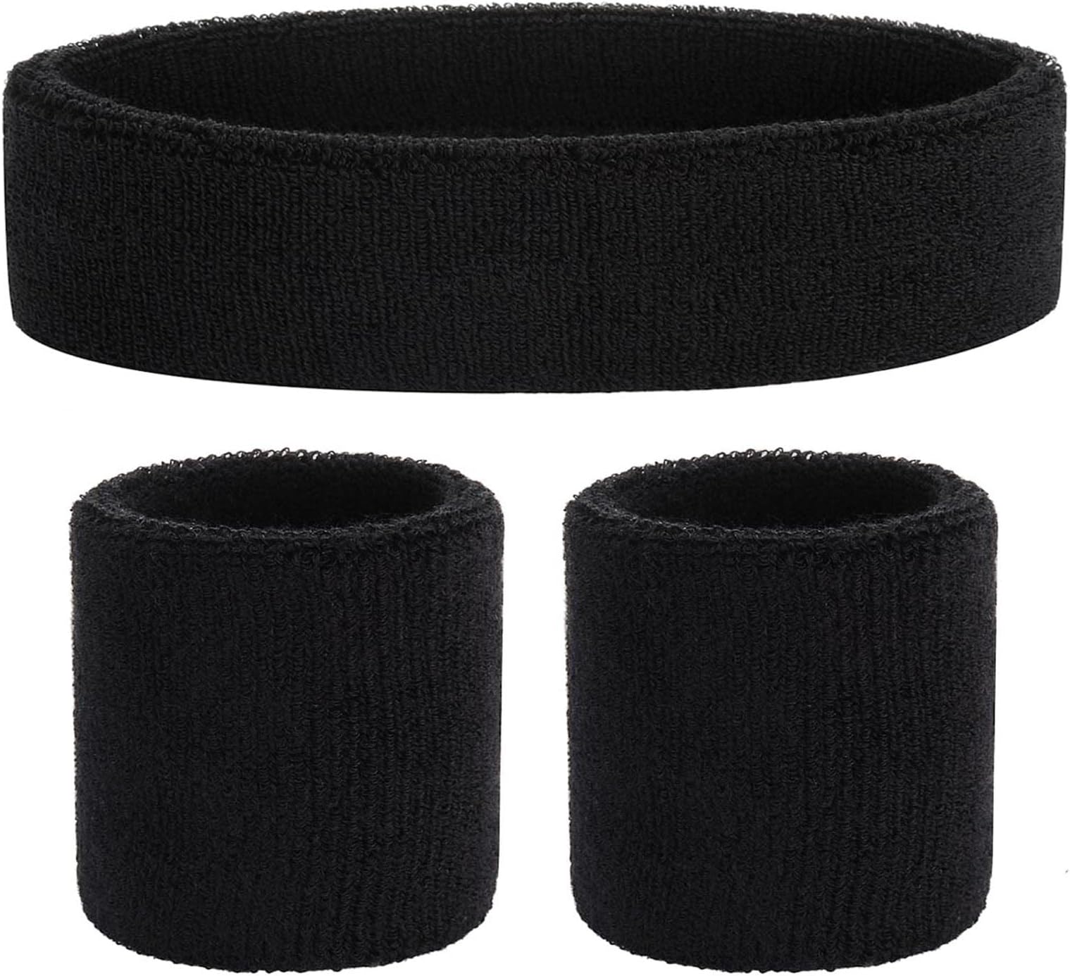 Sweatband Set Sports Headband Wristband Set Sweatbands Terry Cloth Wristband Wrist Sweatband Headbands Moisture Wicking Sweat Absorbing Head Band