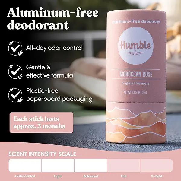 HUMBLE BRANDS Deodorant Stick, Moroccan Rose - Aluminum-Free Deodorant for Women & Men with Baking Soda, Essential Oils & Beeswax - Underarm Skincare for Long-Lasting Freshness, 2.65 Oz 2