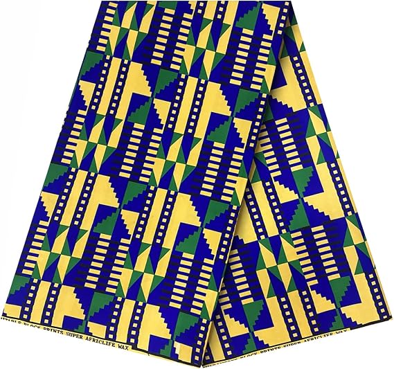 African Print Wax Fabric 6 Yard Ankara Cloth Fabric Kente Fabric Make DIY Crafts and sew Party Dresses(Color L)