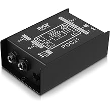 Premium Direct Injection Audio Box - Passive DI Unit Hum Eliminator w/Input Attenuator to Connect Guitar & Bass, 1/4 Impedance Transformer Connector to Balanced & Unbalanced XLR, Black - Pyle PDC21