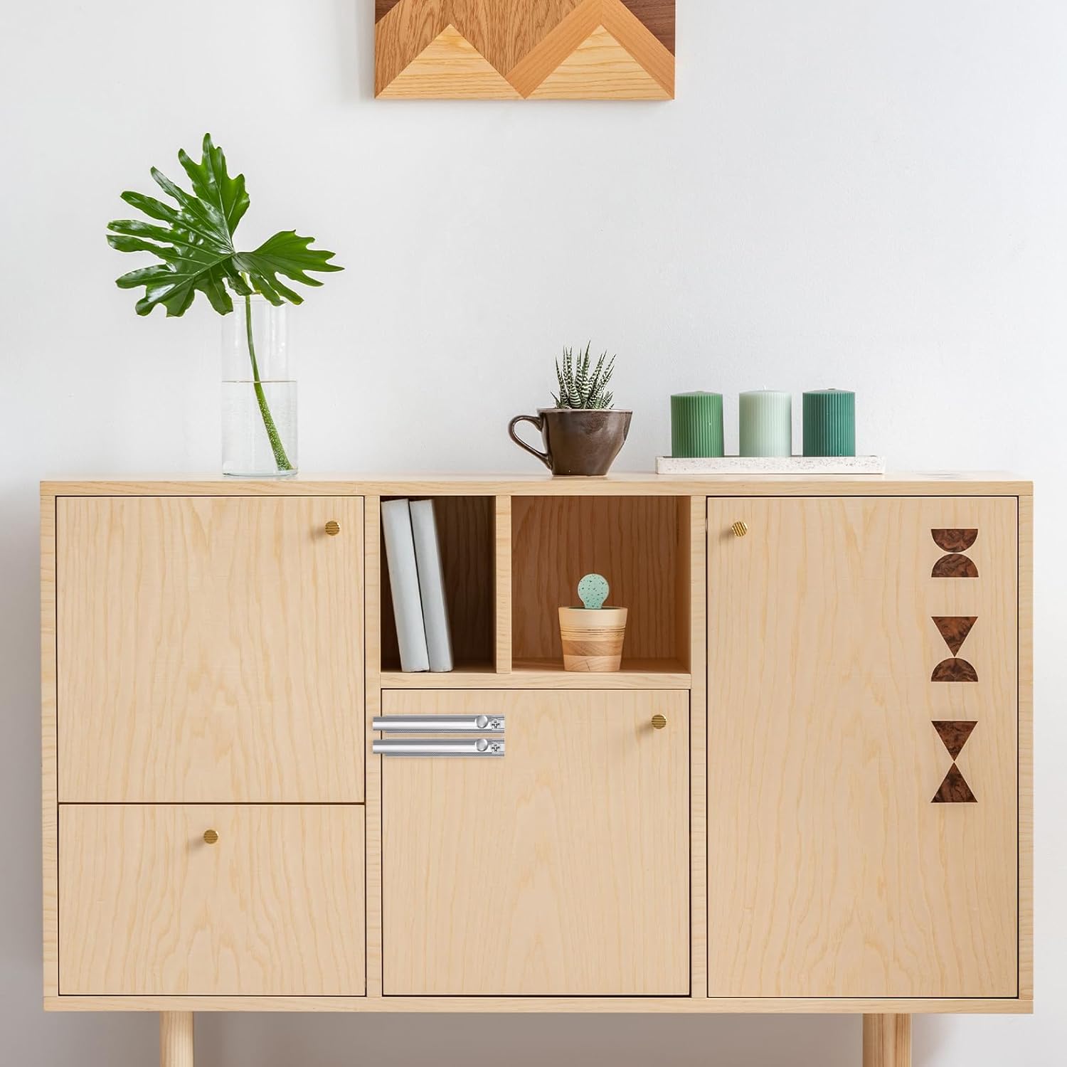 Surface Bolt 4 Inch Heavy Duty Concealed Slide Door Latch Solid Brass Slide Bolts Latch for Windows Cabinet Wooden Fence Yard Silver