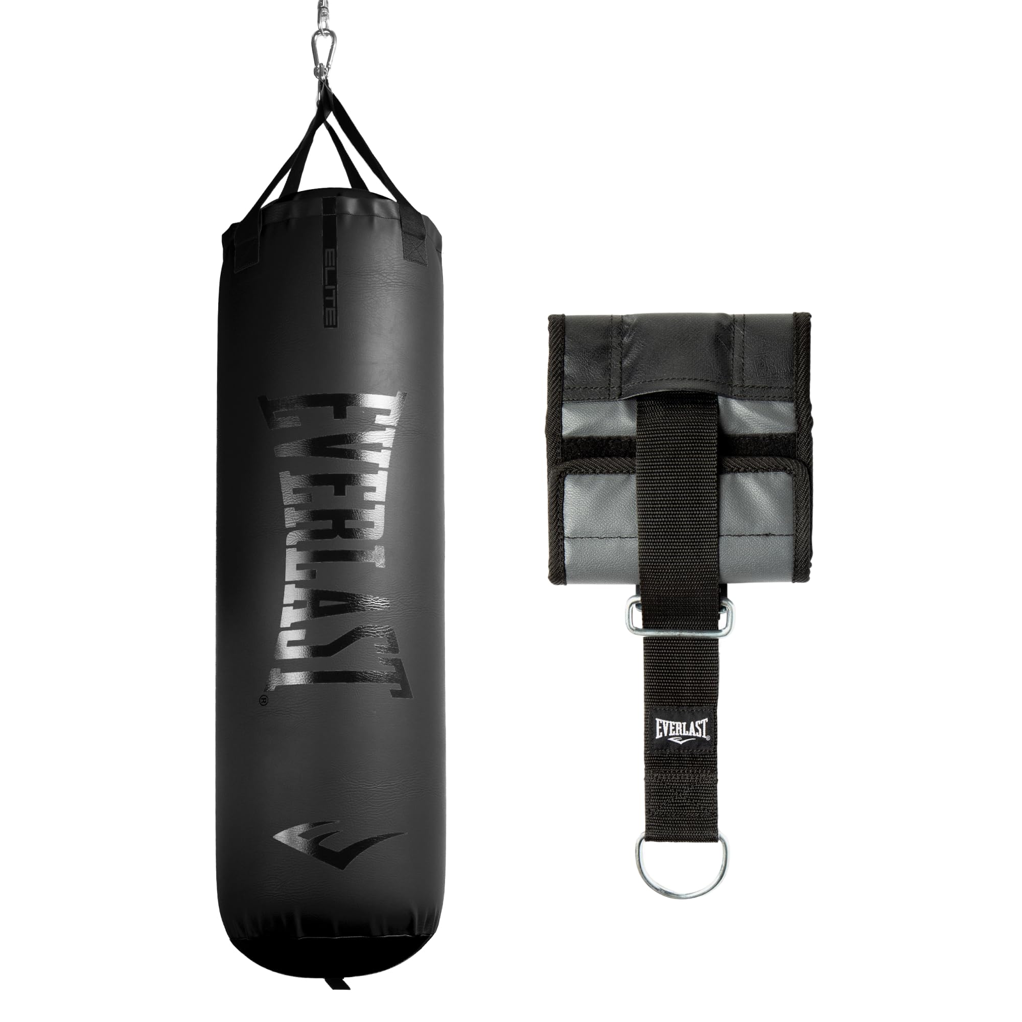 Everlast Elite 2 Heavy Bag with Universal Punching Bag Hanger, Quiet Strap System, Durable Boxing Heavy Bag
