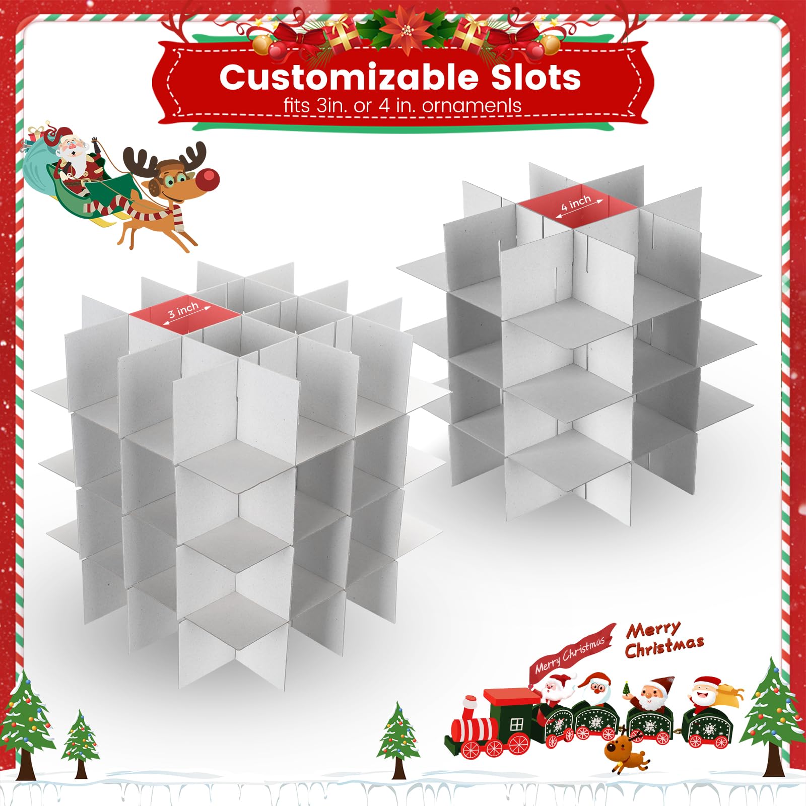 Caja Bolas Navidad 128 Compartimentos Caja para Guardar Organizador Caja Almacenaje Bolas de Navidad