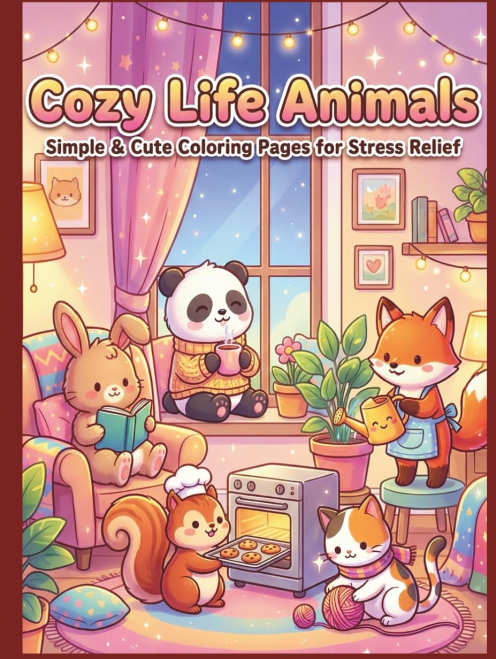 Cozy Life Animals: Simple & Cute Coloring Pages for Stress Relief: Adorable Animal Characters & Easy Designs for Stress Relief and Relaxation
