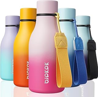 BJPKPK 350ml Isolerende Thermosfles | Lekdicht Waterfles met 3 Deksels, Incl. Rietdop | Herbruikbare Fitnessfles voor Kinderen, School & Sport, Kers