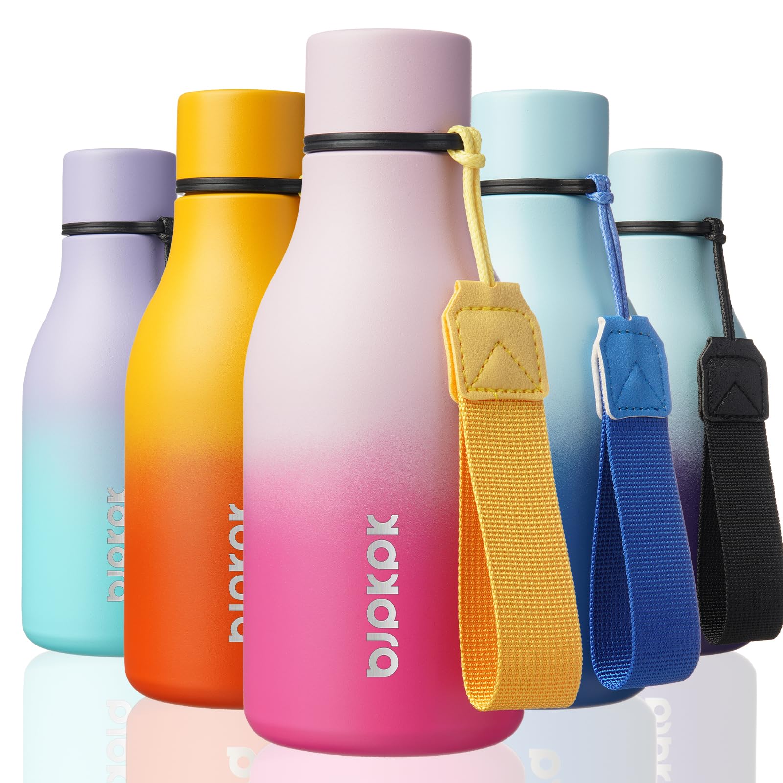 BJPKPK Insulated Water Bottles, 12oz Stainless Steel Metal Water Bottle with Strap, BPA Free Leak Proof Thermos, Mugs, Flasks, Reusable Water Bottle for Sports & Travel, Sakura