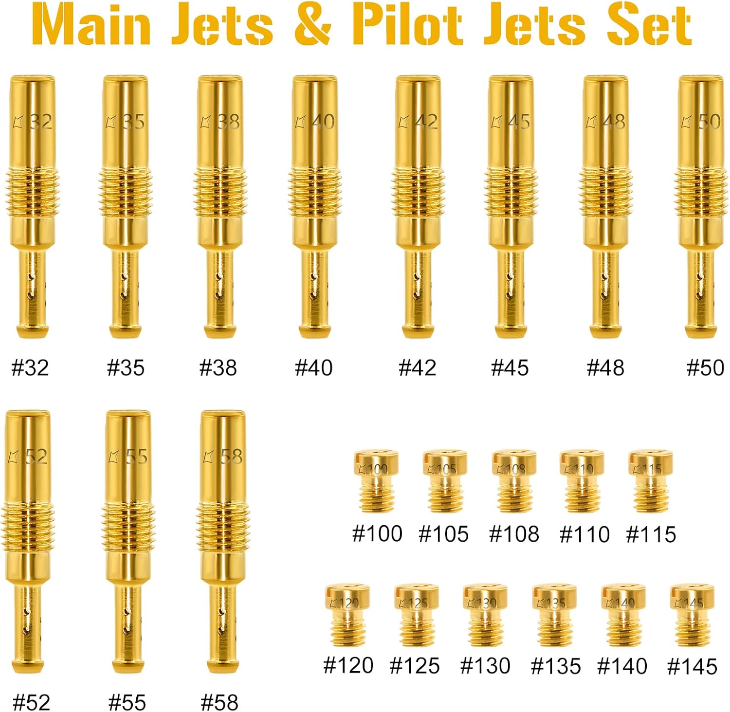 22 Pcs Carburetor Jet Kit — 11 Main & 11 Pilot Jets for PE PWK PZ CG PHBG Carbs, Compatible with OKO CVK PWM