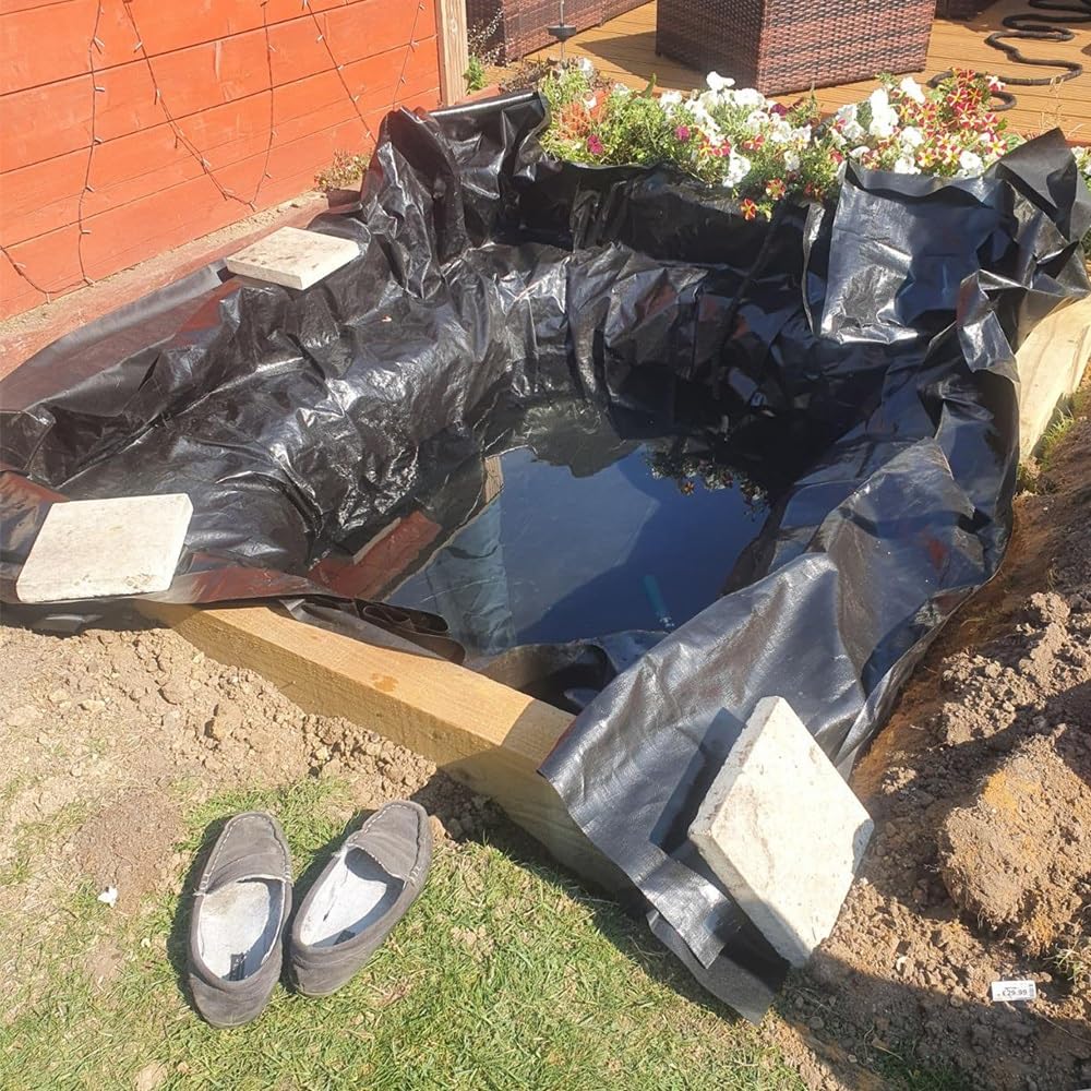Telo per laghetto resistente ai raggi UV e agli strappi per laghetti da giardino, impermeabile, pellicola in PVC 3 x 10 m, ideale per giardini acquatici e cascate