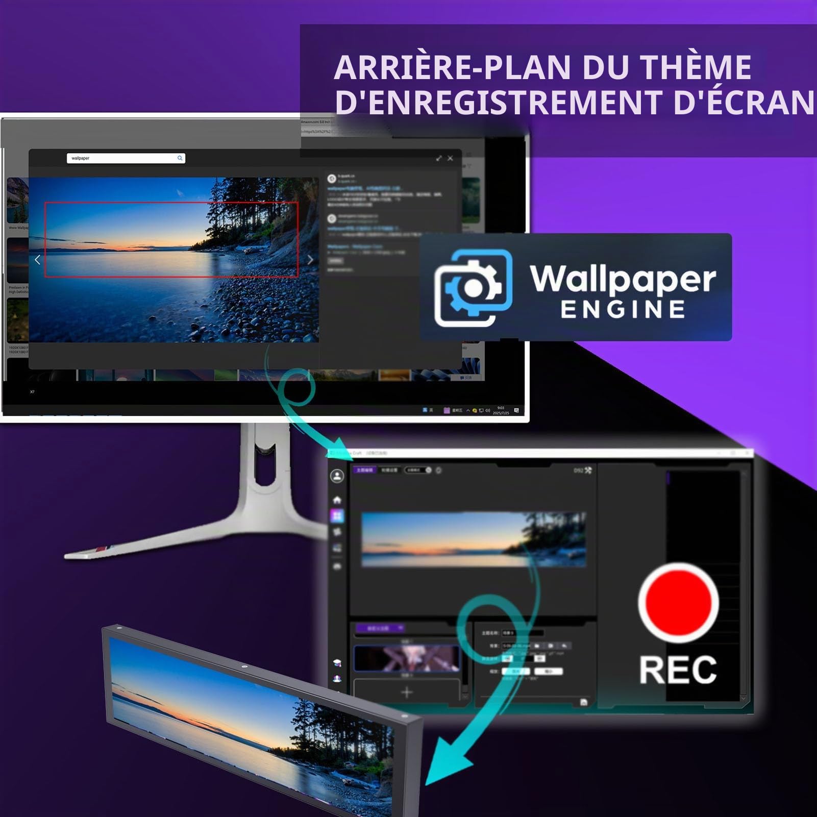 Dpofirs Panneau D'affichage de la Température du PC FHD de 9,2 Pouces, écran Secondaire de L'ordinateur avec Thèmes Vidéo Dynamiques et Configuration par Câble Unique pour la (Black)
