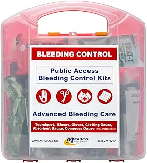 MFASCO Advanced Stop The Bleed Kit - Professional First Aid for Work, School, Contractors - Includes Tourniquet, Gauze, Rescue Necessities - Portable Hard Case
