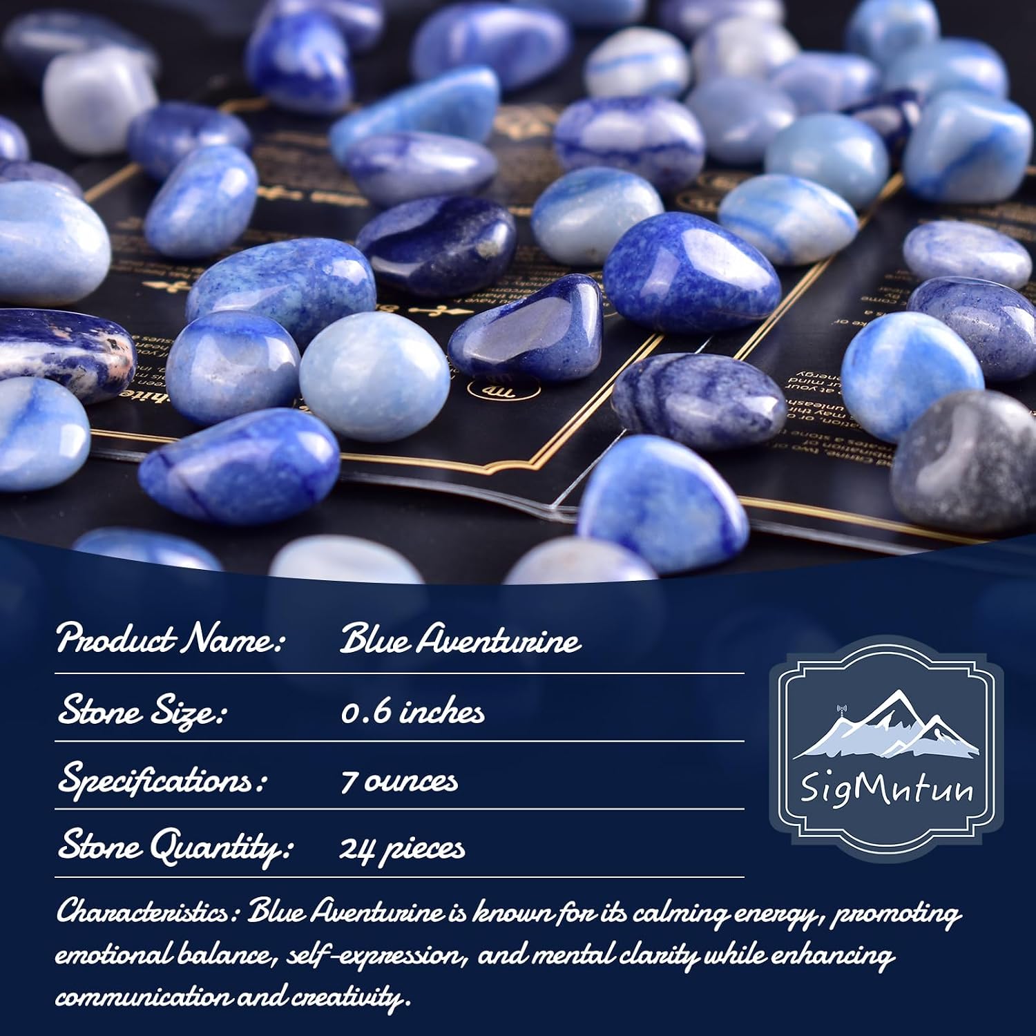 Blue Aventurine Healing Crystal Stone Set - 24 Pieces, 0.6" Natural & Polished Stones for Healing, Meditation, Reiki, Chakra, Crafting & Decoration - Image 3