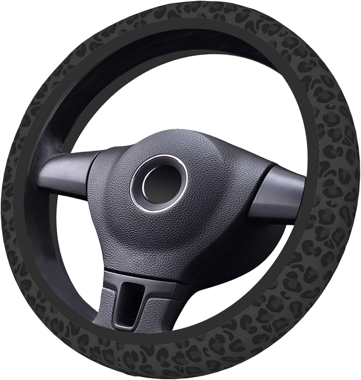 Steering Wheel Cover Universal Fit Car Interior Accessories for Women Men 15 Inch Breathable Anti Slip Odorless Neoprene Steering Wheel Cover for Car Decor Protector - Black Leopard Print 001