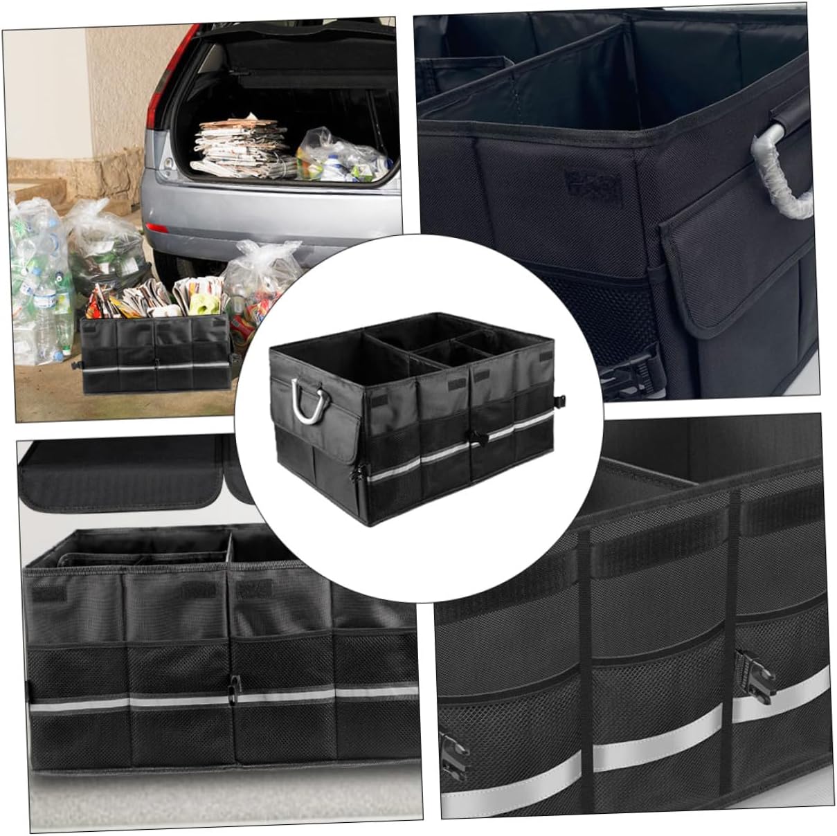 Car Foldable Storage Box Trunk Organizer Car Organizer Case Black Collapsible Storage for Vehicle Sundries and Trunk Use