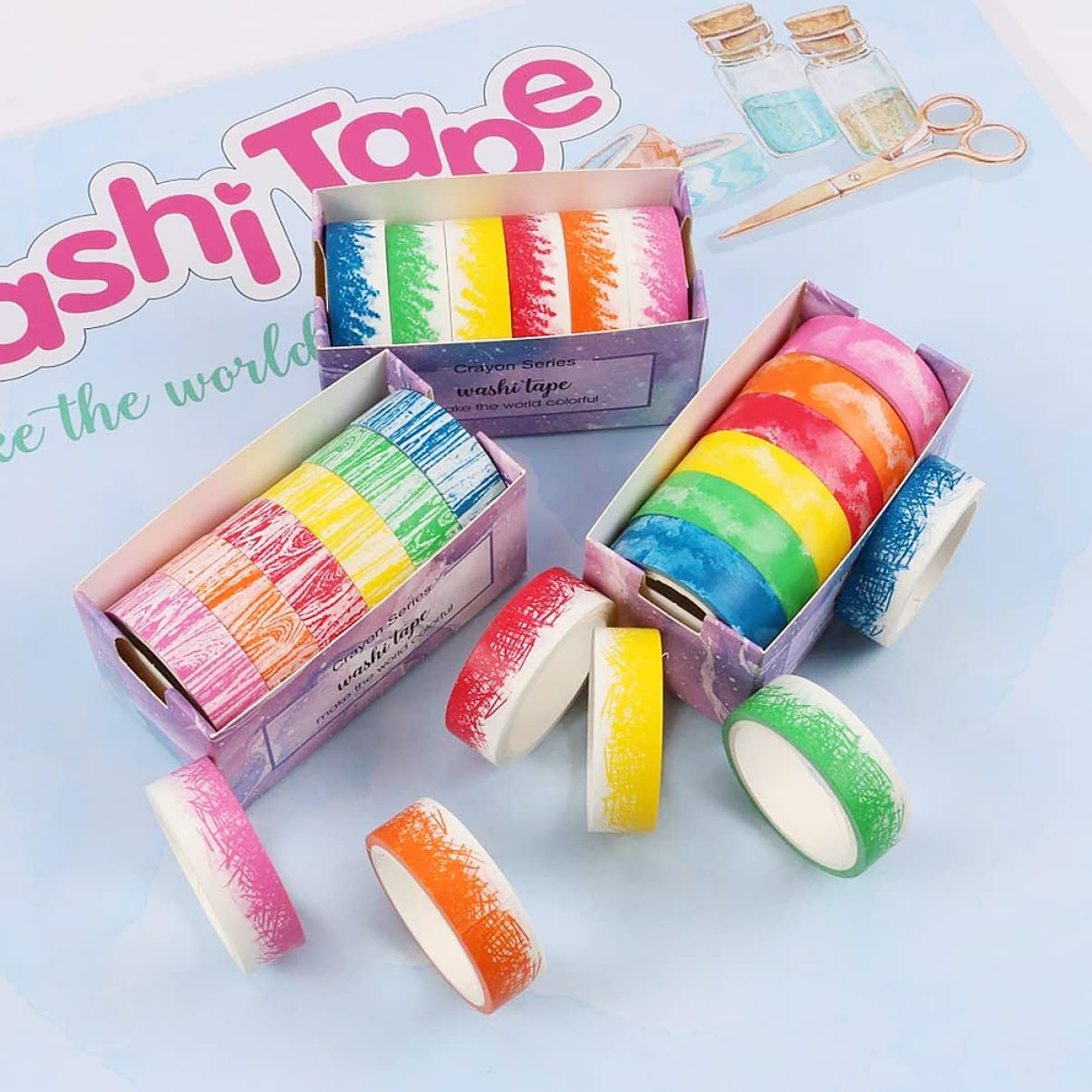 EXCEART 18rollos Cinta Washi Decorativa De Cinta Adhesiva para Manualidades y Scrapbooking Pies De Diseño Creativo para Decorar Diarios Tarjetas y Proyectos DIY