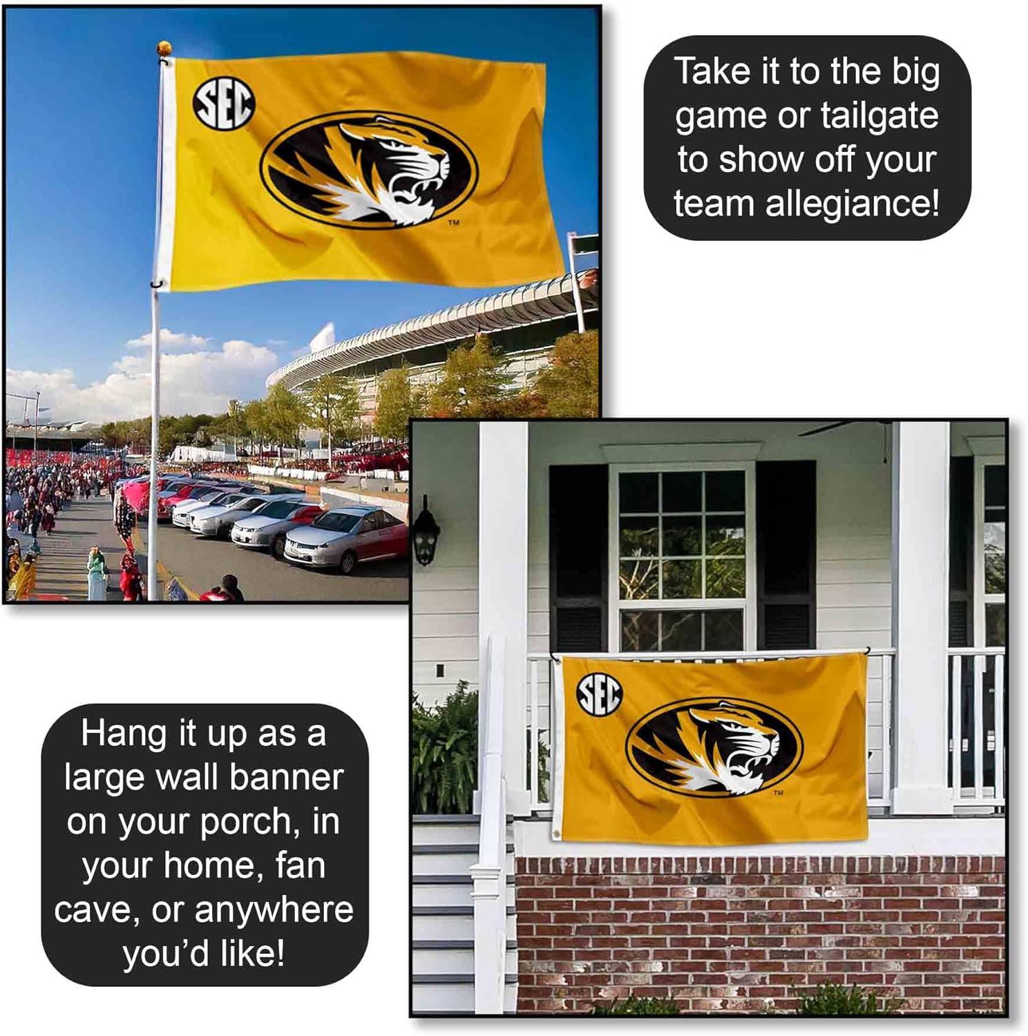 Missouri Tigers SEC Large Grommet Banner Flag - Image 4