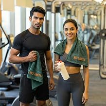 Earthy Fables Anti-Microbial Gym Towel, 600 GSM, 100% Combed Cotton, Odour-Free, Super Absorbent, for Gym, Sports & Equipment Protection, 40 x 76 cm, Hygiene Control, Set of 1, Castleton Green