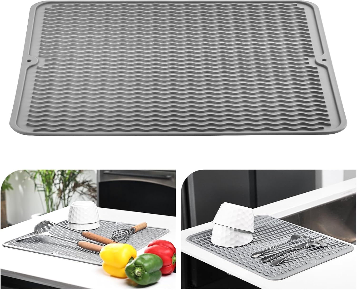 Tappetino Scolapiatti Assorbente CAIJ In Diatomite - 40x60 Cm - Antiscivolo E Ad Asciugatura Rapida