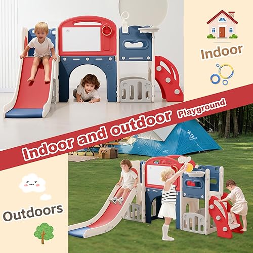 Miniatura 8 de Juego al aire libre 12 en 1 para niños pequeños (rojo)