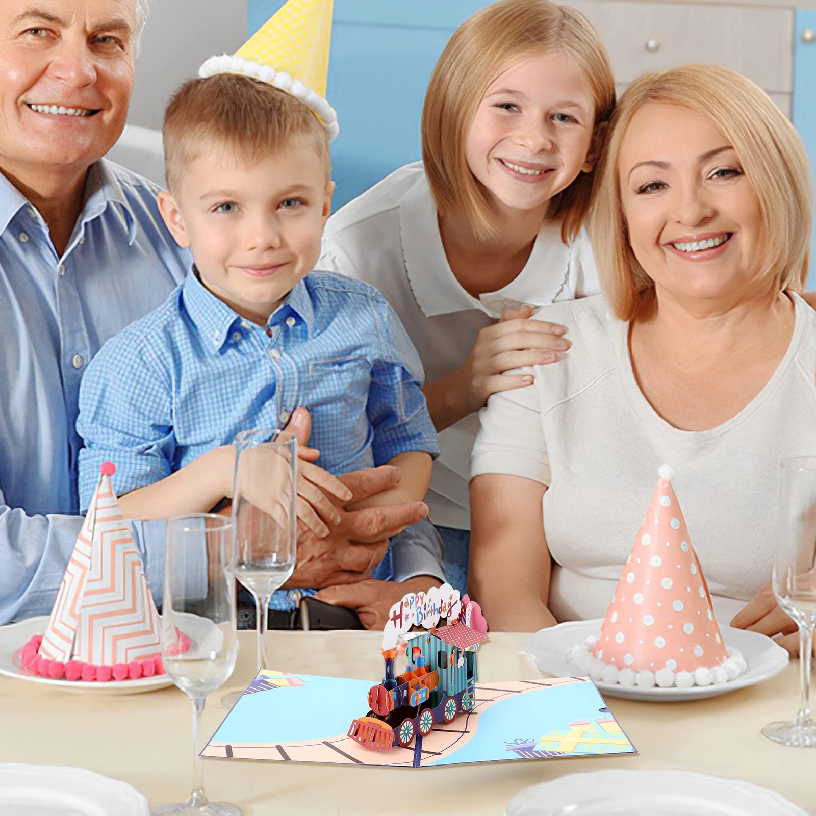 Carte 3D Train Carte Anniversaire Pop-up GREETING ART - Avec Musique Et Lumière Train Carte Lumière Anniversaire