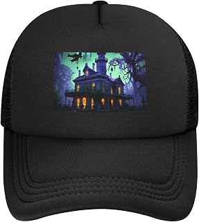 Breathable Mesh Baseball Cap for Men Women, Classic Golf Hat Black Haunted Mansion Quick Dry Trucker Hats
