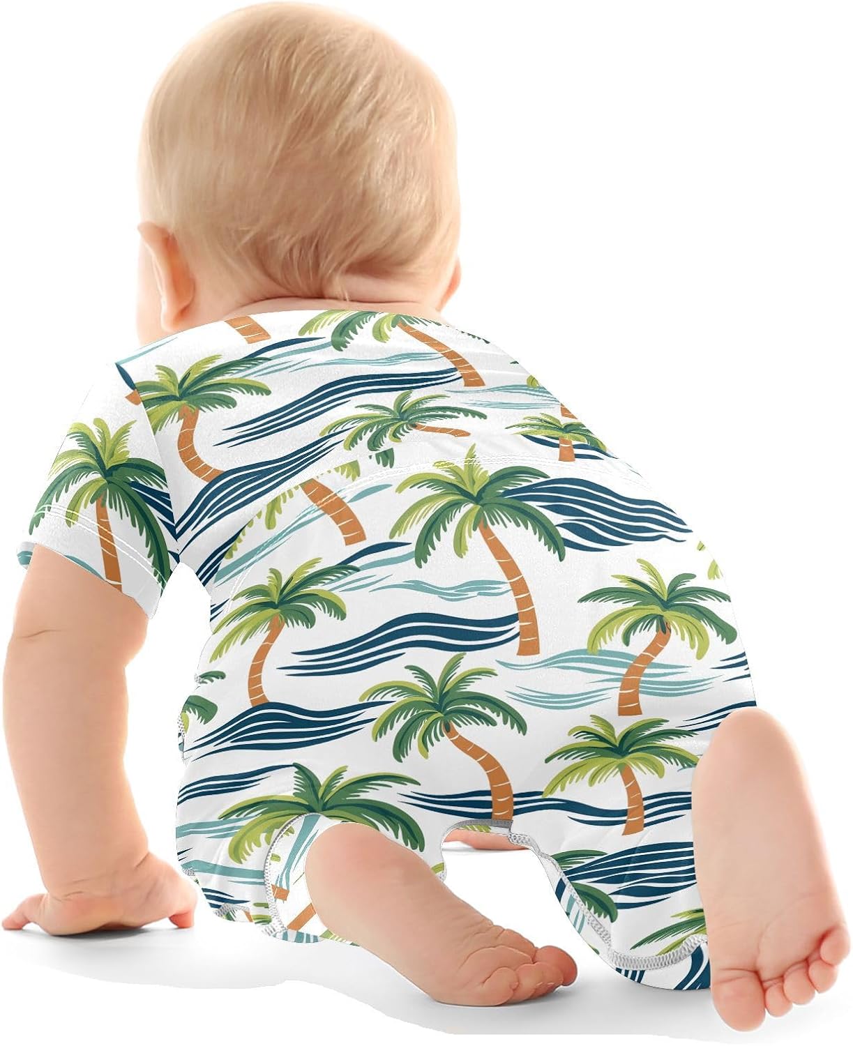 vvfelixl Baby Clothes Green Palm Tree Baby Bodysuits Set Unisex Short Sleeve Babys Pants Sets 0-3M