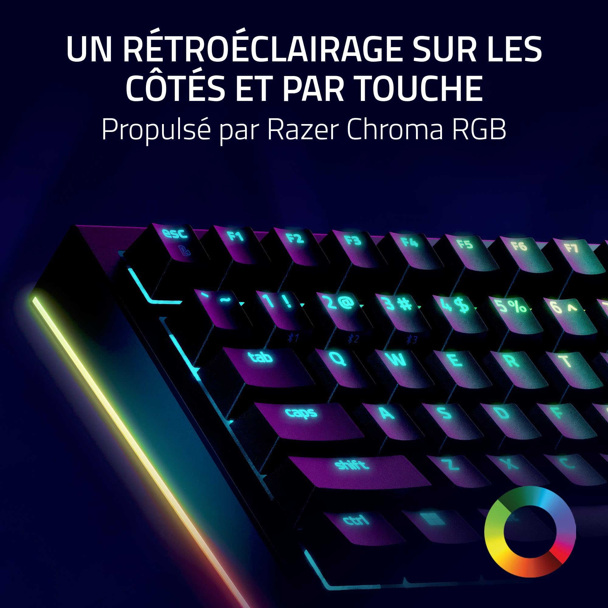 Razer BlackWidow V4 Pro 75% - Clavier Gaming sans Fil et remplaçable à Chaud - écran OLED (molette de Commande, connectivité 4K Hz & Bluetooth, Repose-Paume magnétique) Clavier US ISO | Noir