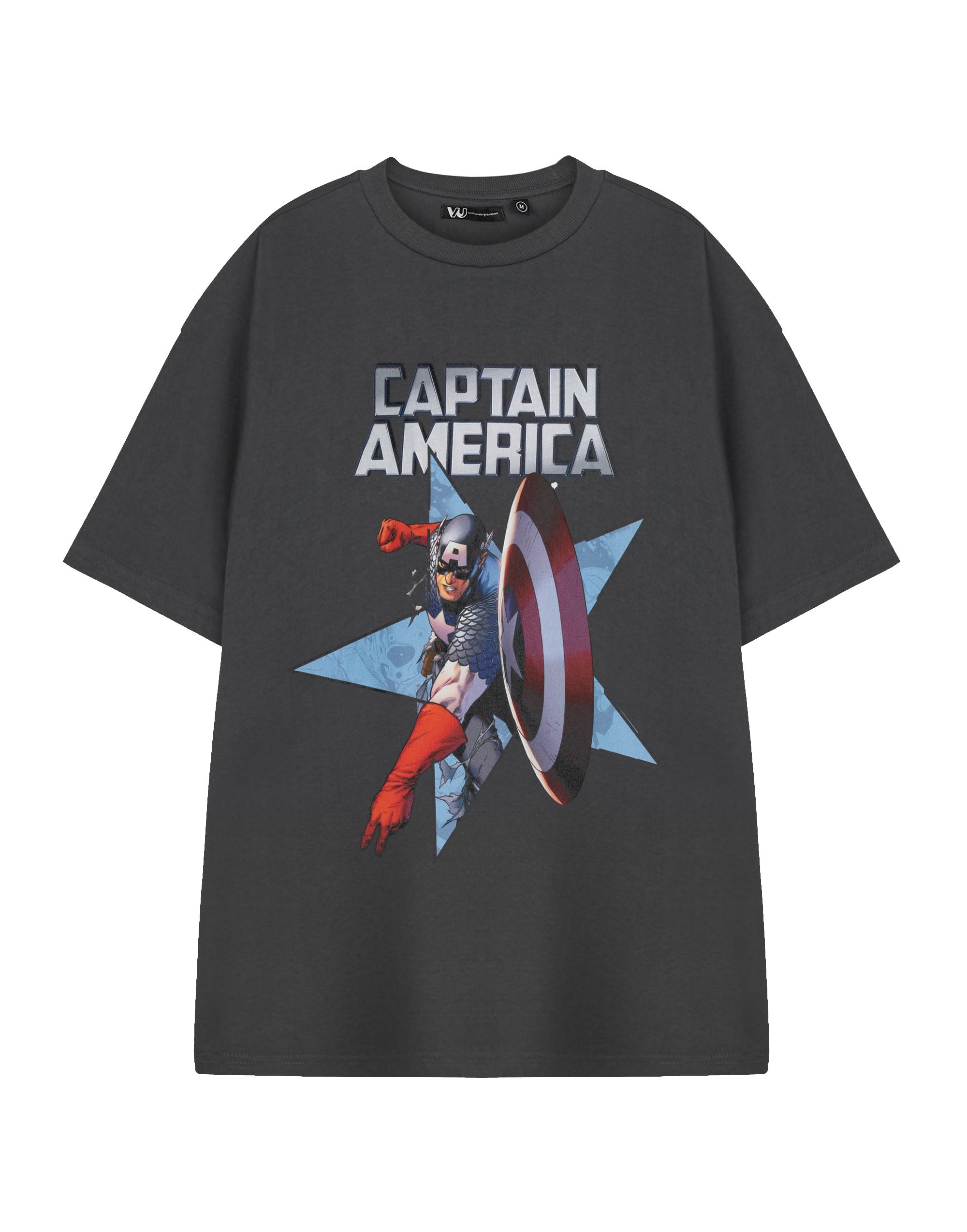 Marvel Men's Charcoal Captain America Black Short Sleeve Graphic Tee | Unisex Adult Casual T-Shirt | Classic Comics Apparel | Superhero Design Universe Merchandise - XXX-Large