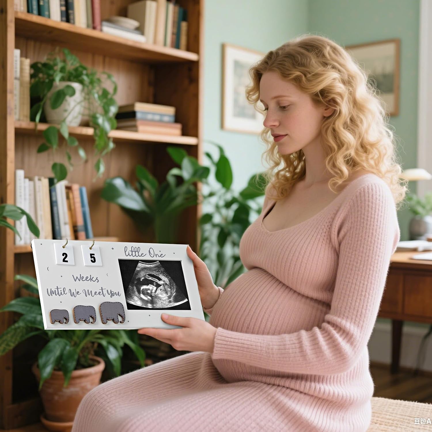 Sonogram Picture Frame with Countdown Weeks Ultrasound Photo Frame Display, Pregnancy Announcement Gift First Time Mom to Be Gifts
