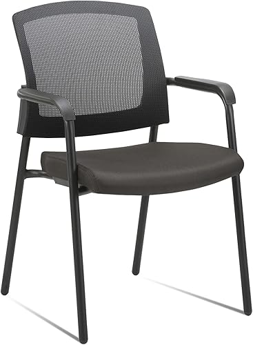 CLATINA Silla de recepción de oficina, respaldo de malla apilable con soporte lumbar ergonómico y cojín de asiento grueso para sala de conferencias