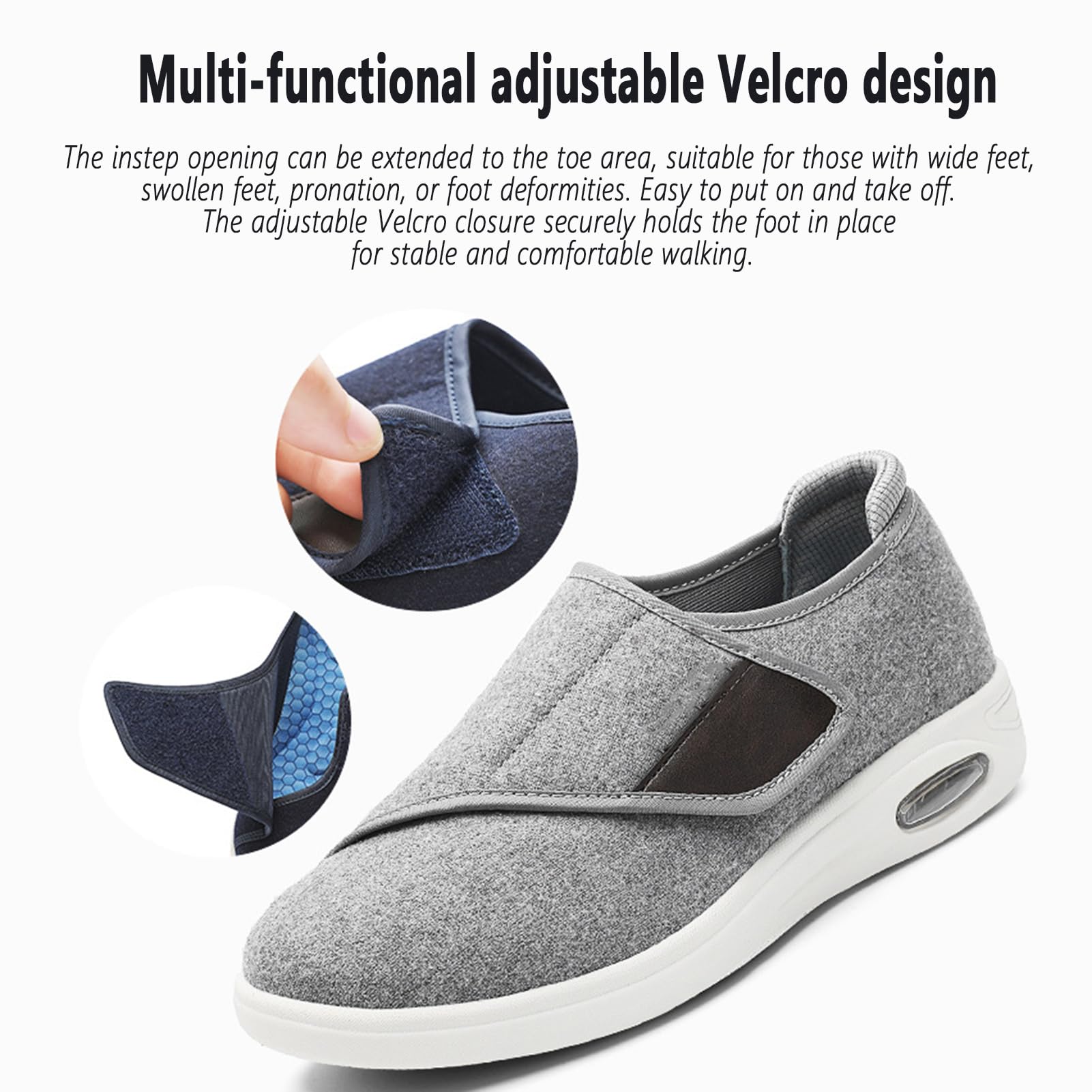 Scarpe Extra Larghe Diabetici Donna Scarpe Alluce Valgo, Scarp Riabilitative Regolabili Scarp Indossare Ospedale Tempo Libero Anziani Fascite Plantare Piedi Gonfi Artritici
