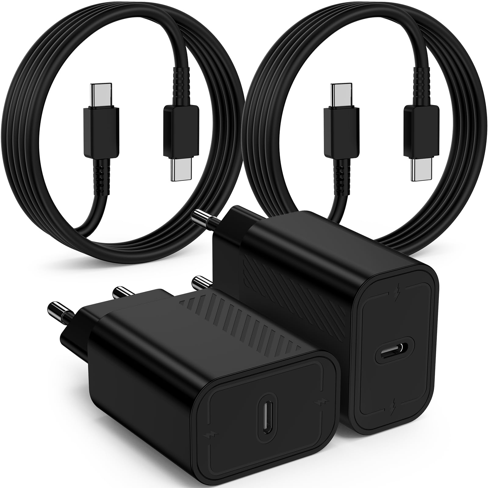 45W Schnellladegerät Ladegerät & 3+3M Schnellladekabel USBC für Samsung Galaxy S26 S25 S24 S23 S22 S21 S20 S10 Ultra/Plus A56 A55 A54 A53 A52 A51 A36 A35, Ladekabel mit Netzteile Adapter Ladestecker