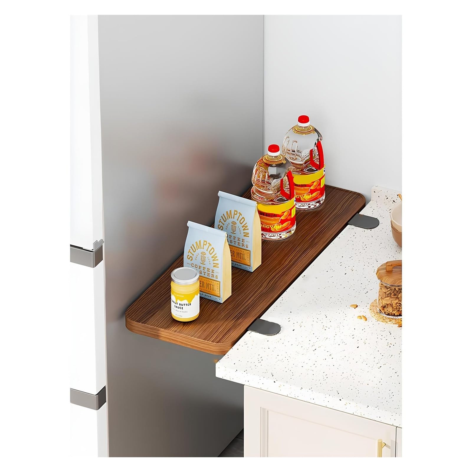 GHFXSCV Wall-Mounted Folding Desk Extension, Teak Color, 50x25cm - Compact Workstation for Home Office, Kitchen, or Study - Space-Saving Table for Computer & Elbow Support
